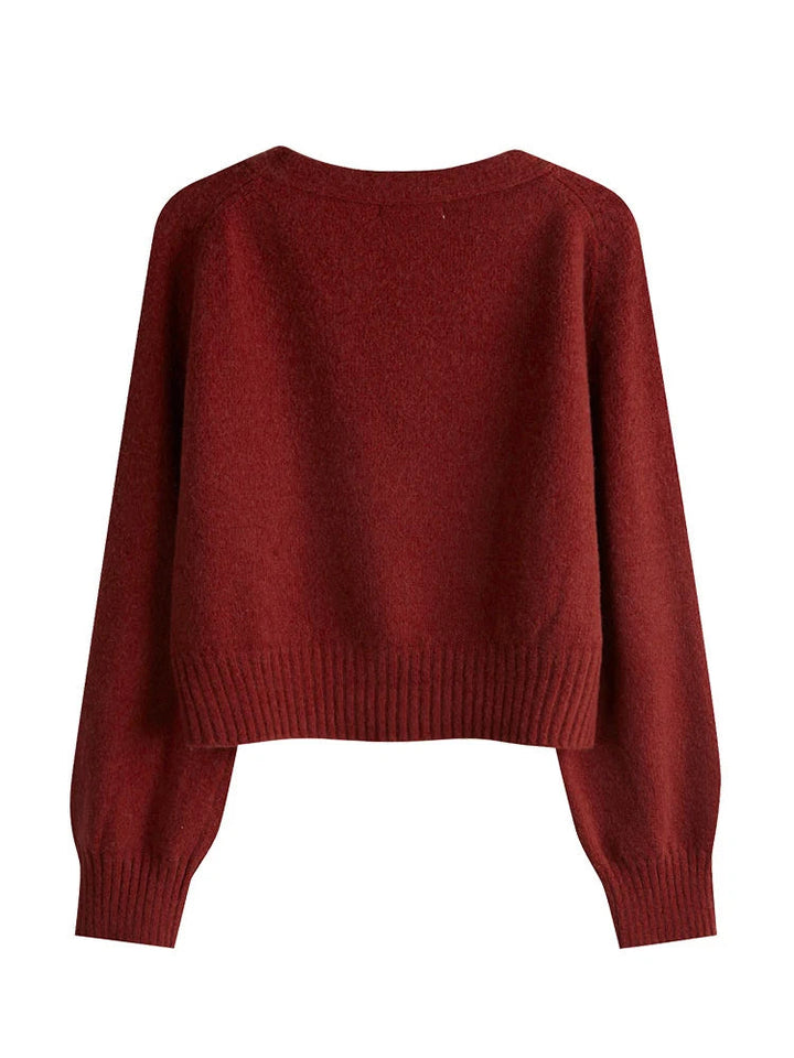Damen Kaschmir V-Ausschnitt Locker Gestrickter Cardigan