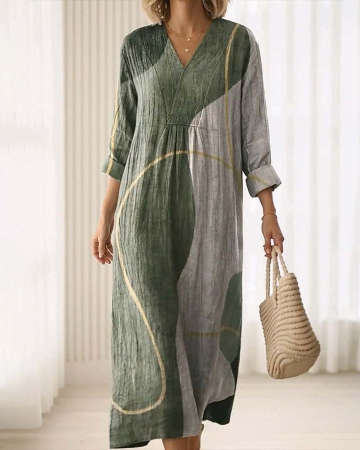 Damen Midikleid mit Colorblock-Design in Seitenansicht