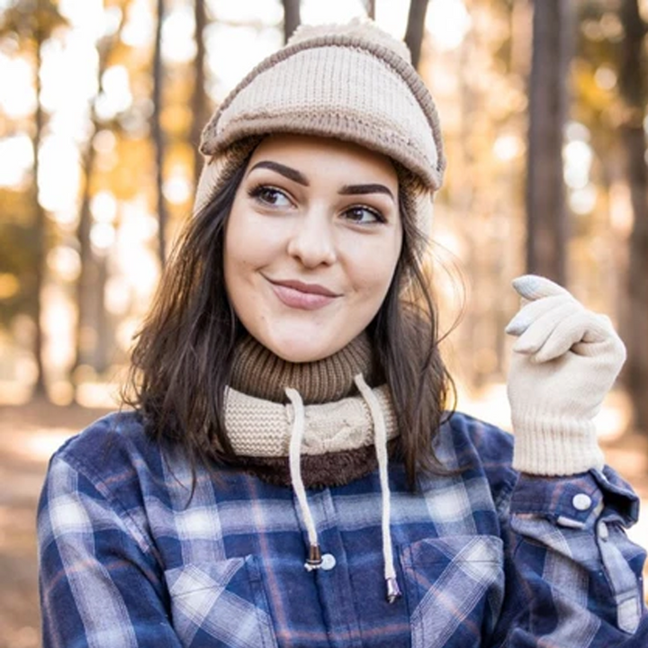 Gemütliches Strick-Wintermütze- und Schal-Set für Damen