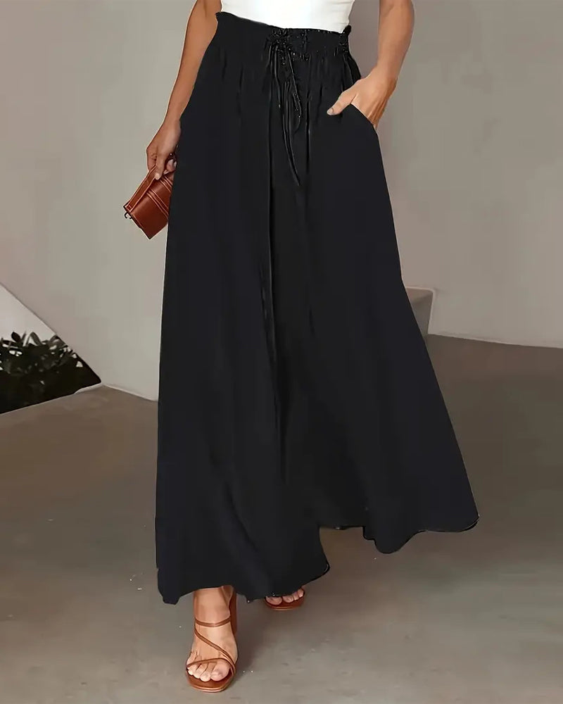 Damen weite Hose mit Polka Dot Print, Rückansicht