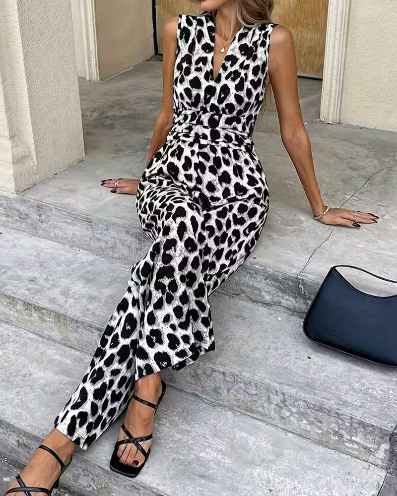 Damen Jumpsuit Mit Leopardenmuster