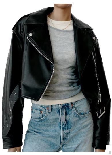 Klassische schwarze Leder-Motorradjacke