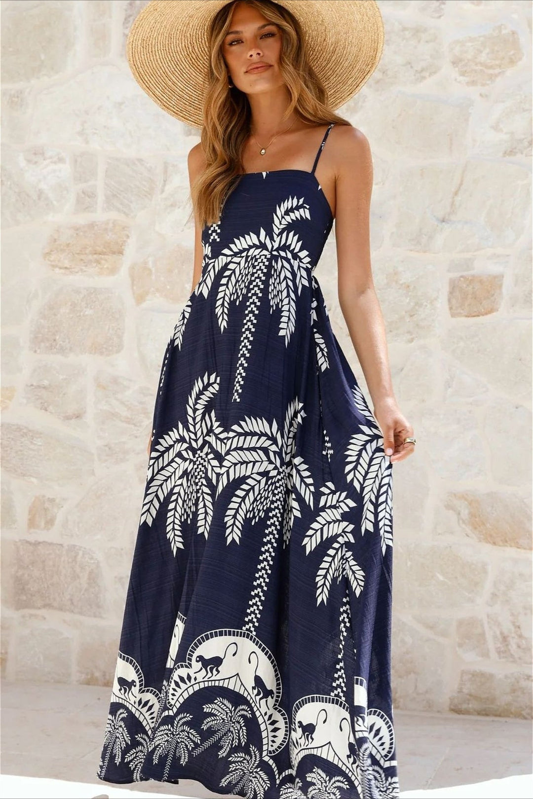 Damen Boho-Maxikleid mit floralem Print für Urlaub und Sommerfeste