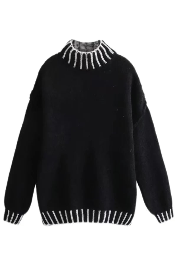 Gemütlicher Rollkragen-Pullover mit Farbblockmuster