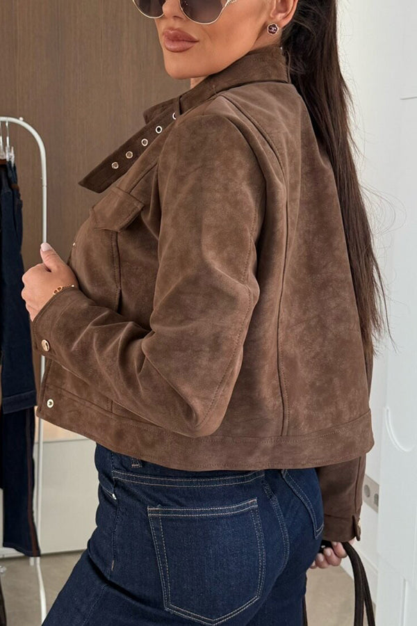 Schicke langärmelige Freizeitjacke mit Knöpfen