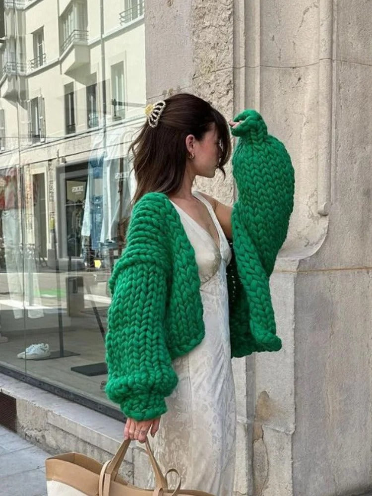 Gemütlicher Strick-Cardigan in Uni-Farbe, lässig