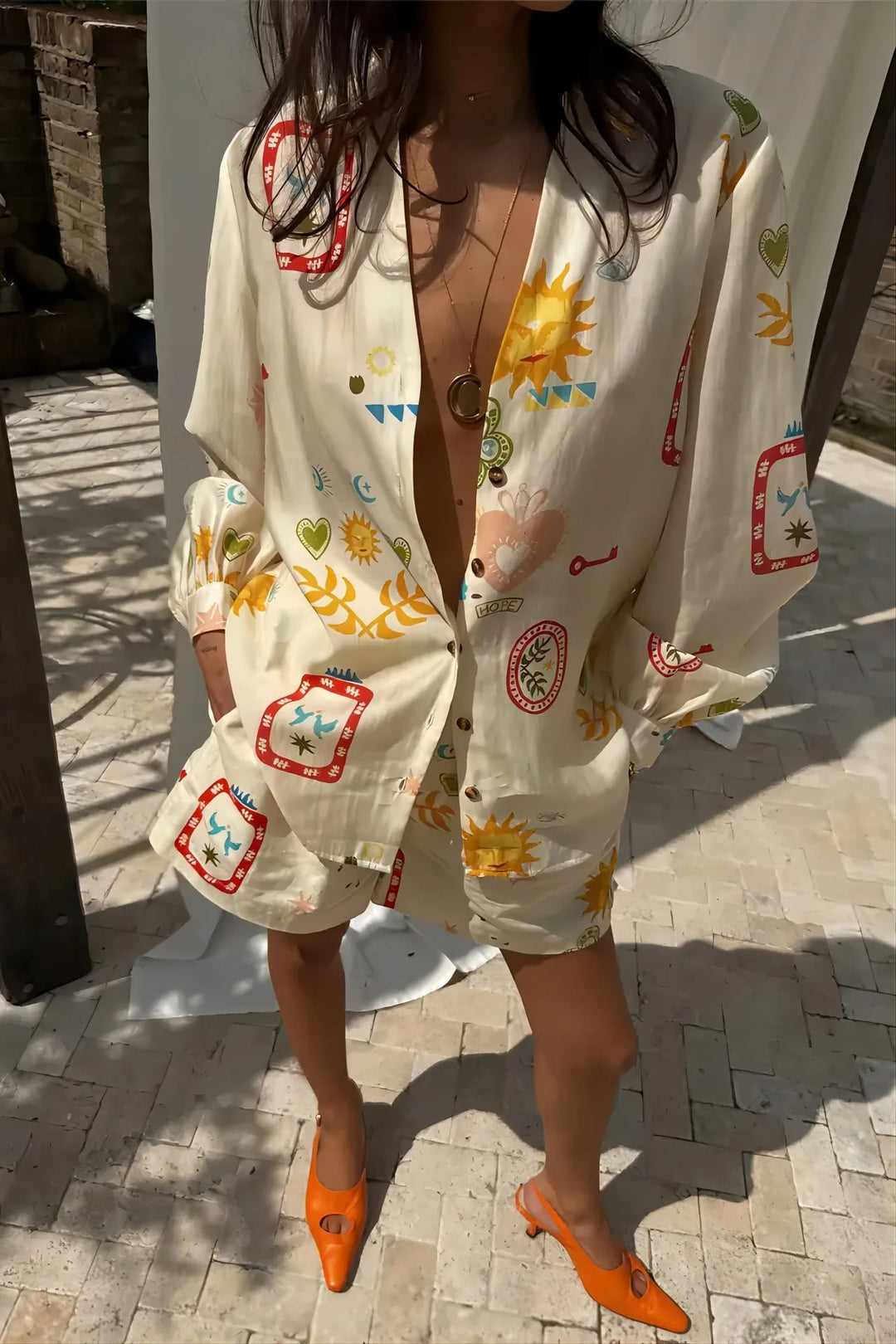 Damen Zweiteiliges Set mit Blumenmuster, leichtgewichtig