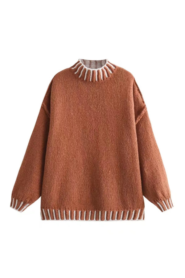 Gemütlicher Rollkragen-Pullover mit Farbblockmuster