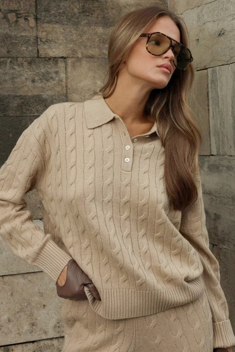 Damen-Strickset mit aufeinander abgestimmtem Pullover und Hose
