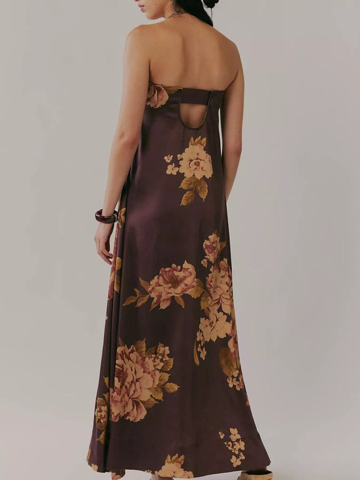 Maxikleid ärmellos mit Blumenmuster aus Polyester