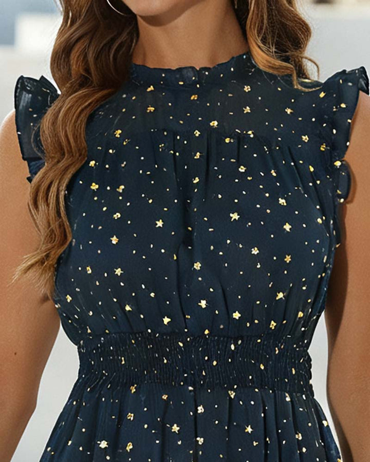 Knielanges ärmelloses Damenkleid in A-Linie mit fließendem Schnitt