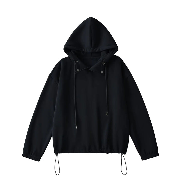 Halblanger Hoodie mit Knopfdetail und losem Kragen