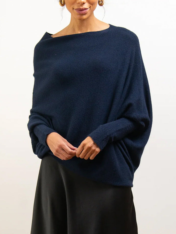 Gemütlicher übergroßer Strickpullover mit Carmenausschnitt