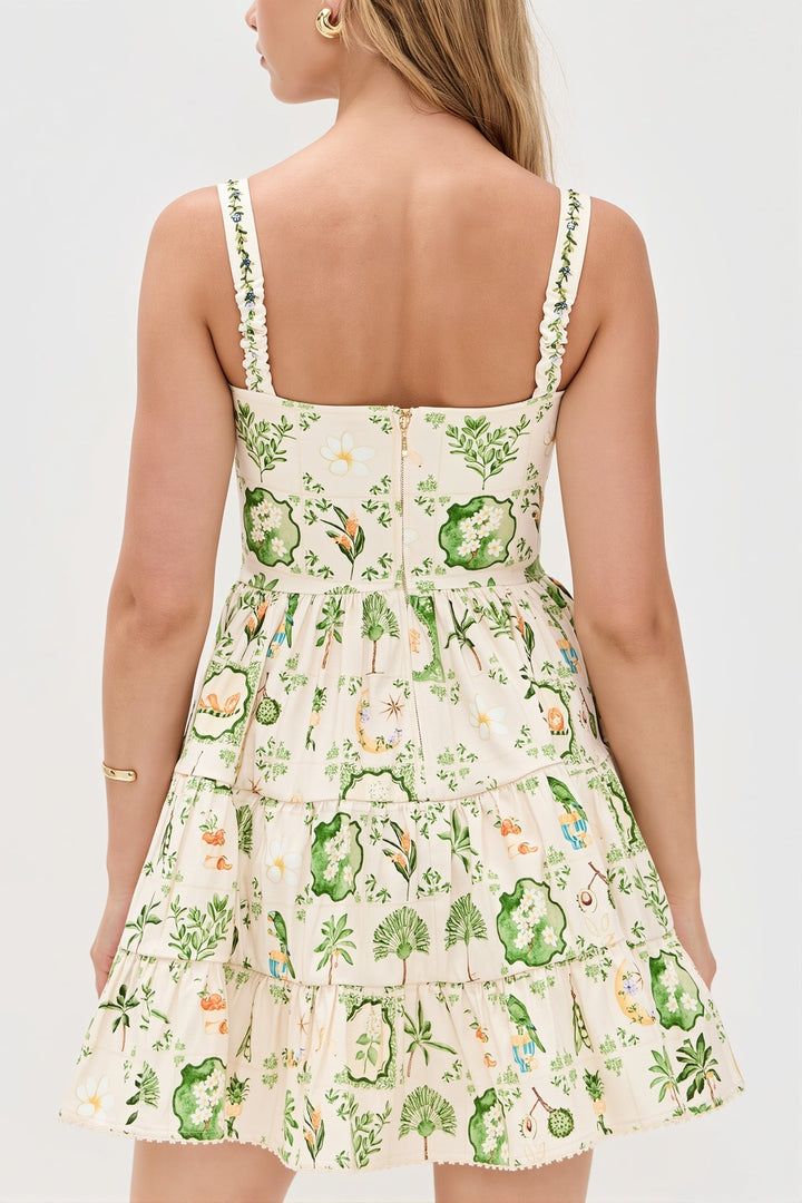 Damen-Midikleid mit Blumenprint und ärmellosem Schnitt in Rückansicht