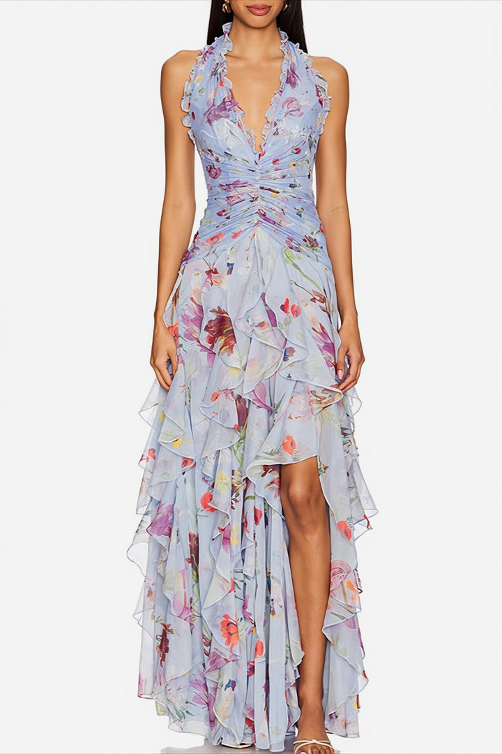 Damenkleid aus leichtem Chiffon mit femininem Neckholder
