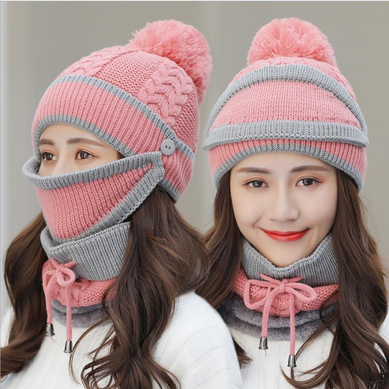 Gemütliches Strick-Wintermütze- und Schal-Set für Damen