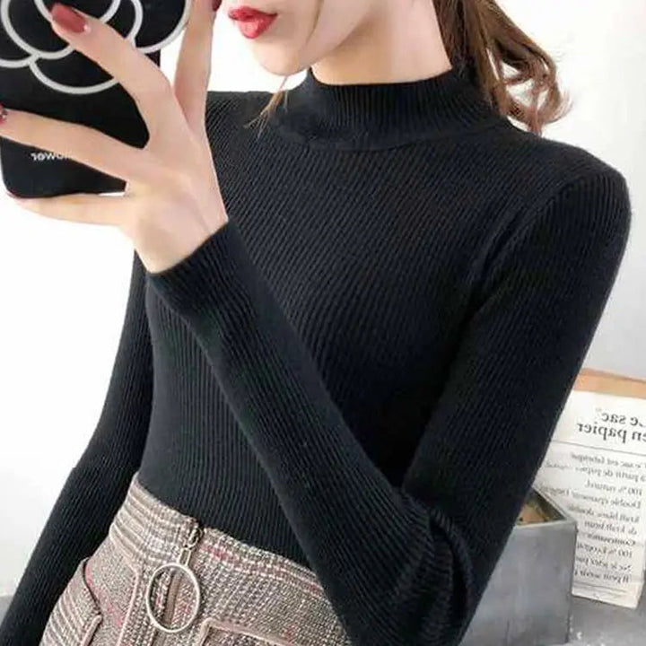 Gemütlicher gerippter Wollpullover für Damen