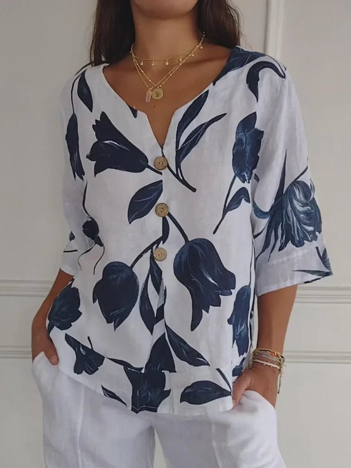 V-Ausschnitt Bedruckte Tunika-Bluse