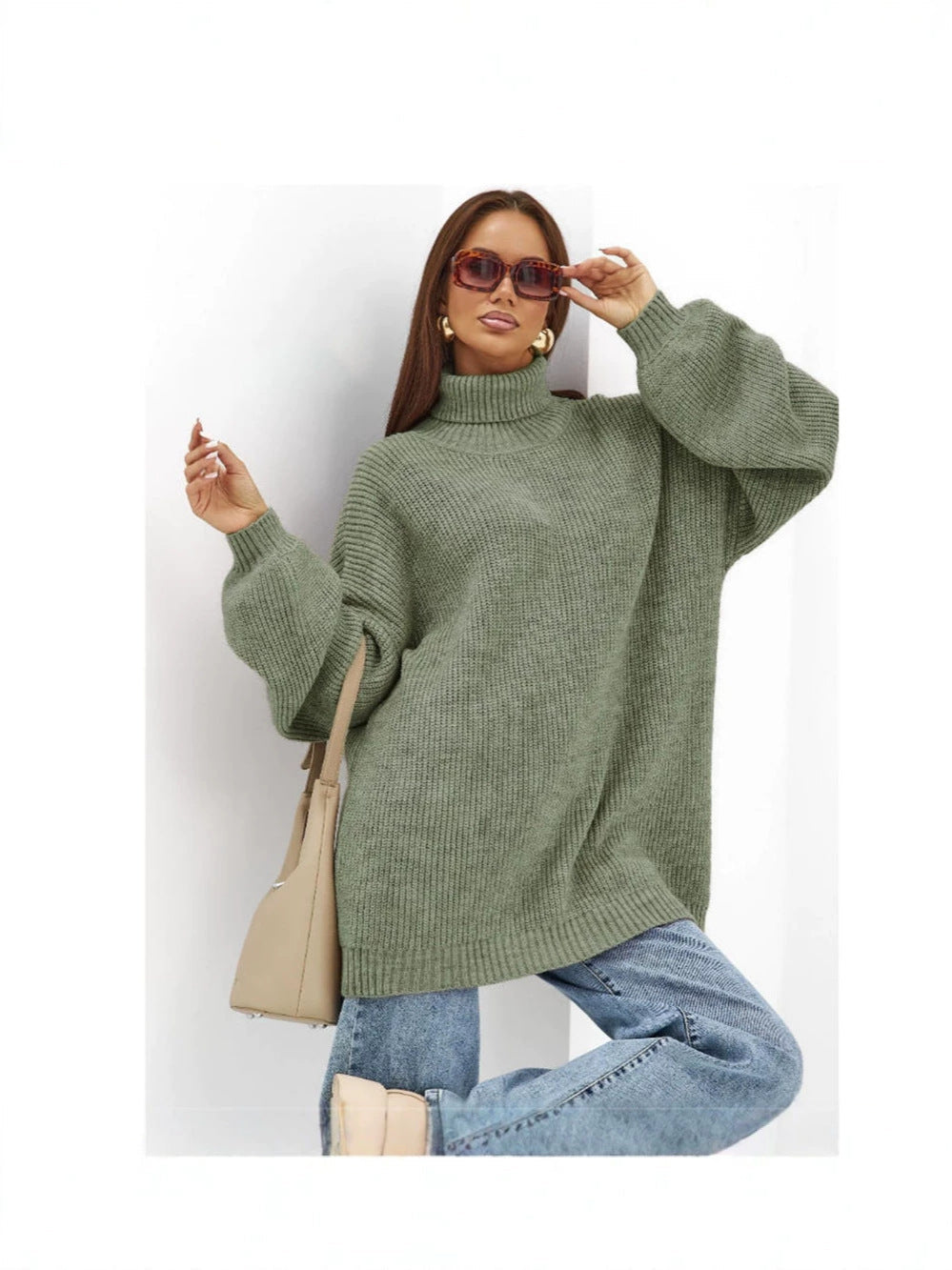 Damen-Strickpullover mit anschmiegsamem Rollkragen