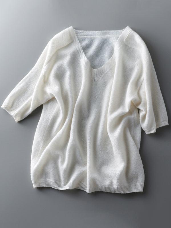 Luxuriöser weicher Kaschmir-Pullover mit V-Ausschnitt für Damen