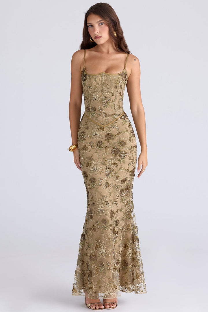 Ärmelloses Damen-Maxi-Kleid mit V-Ausschnitt