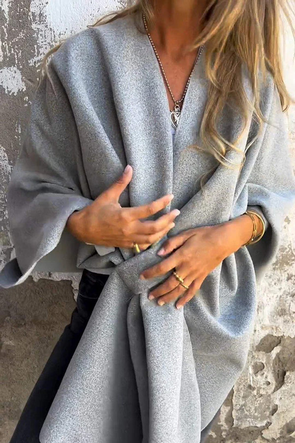 Gemütliche lockere V-Ausschnitt Stola Cape Jacke