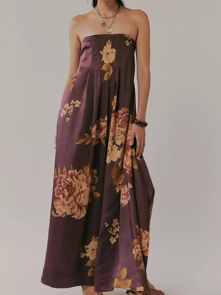 Maxikleid ärmellos mit Blumenmuster aus Polyester