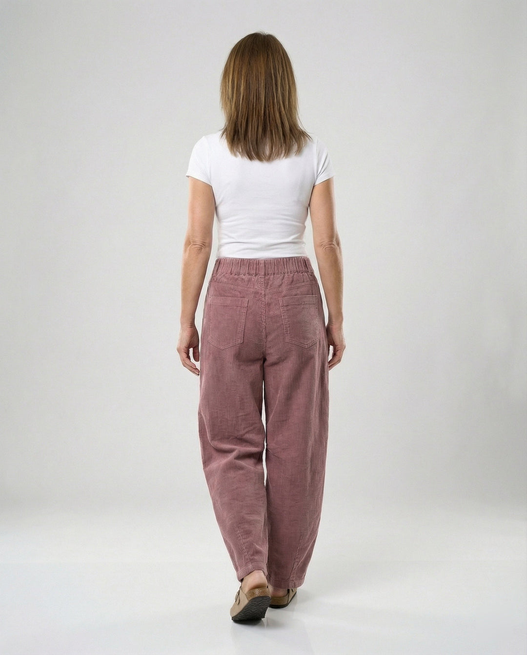 Damen-Cordhose mit weitem Bein und hohem Bund