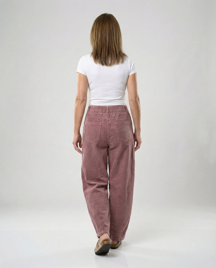 Damen-Cordhose mit weitem Bein und hohem Bund