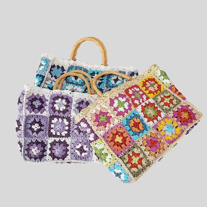 Helviora® | Gehäkelte Handtasche mit Bambusgriff