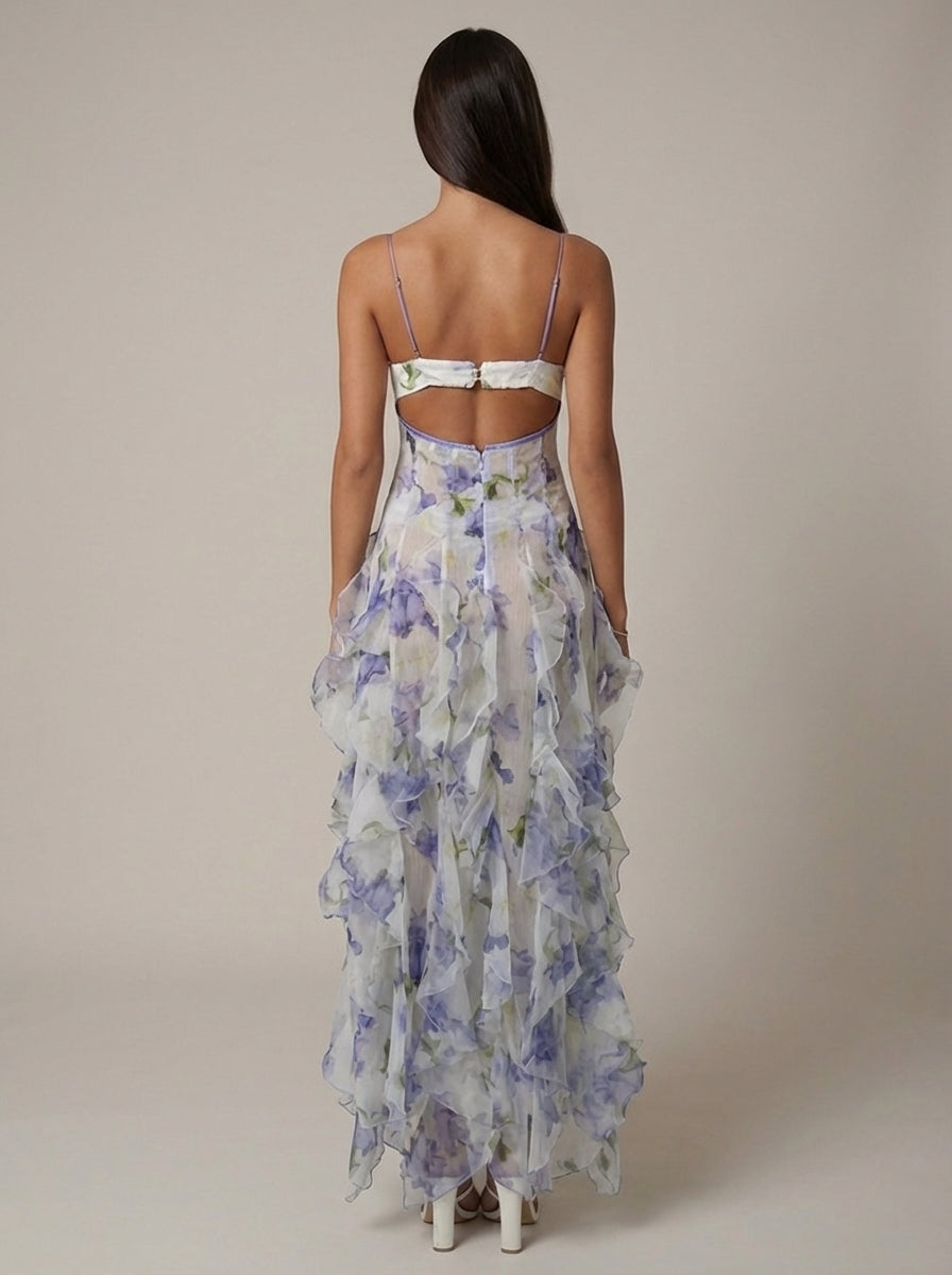 Bohemian Santorini Maxikleid mit Blumenmuster