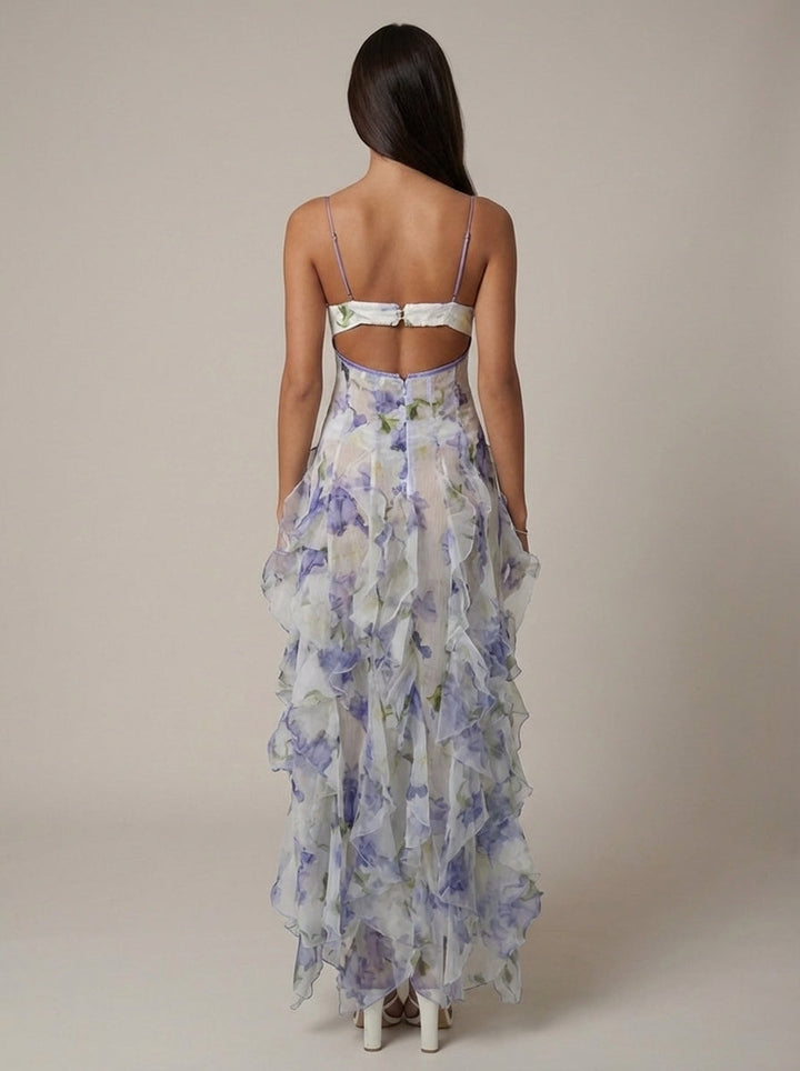 Bohemian Santorini Maxikleid mit Blumenmuster