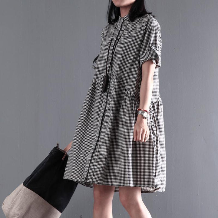 Baumwoll-Sommerkleid Schwarz Lässiges Weites Sommerkleid