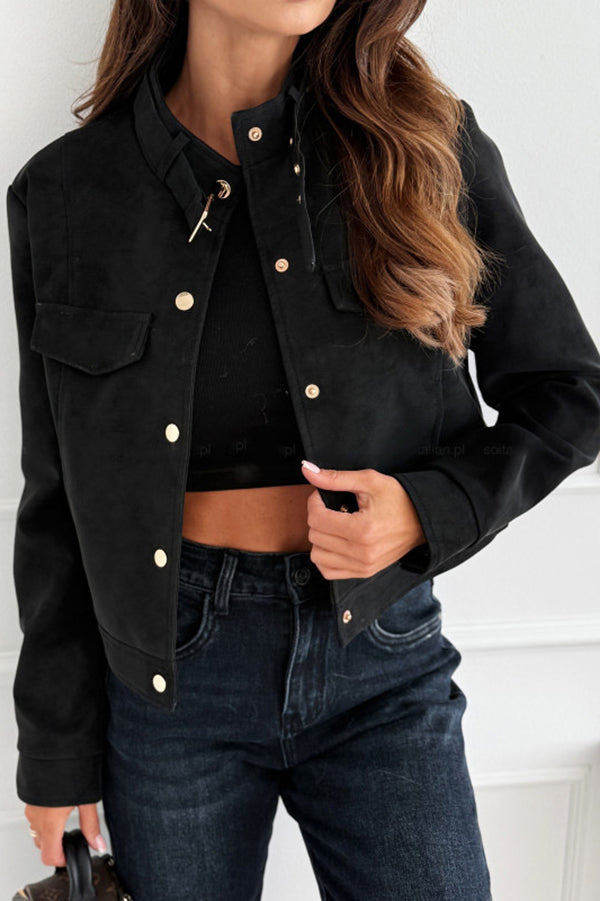 Schicke langärmelige Freizeitjacke mit Knöpfen