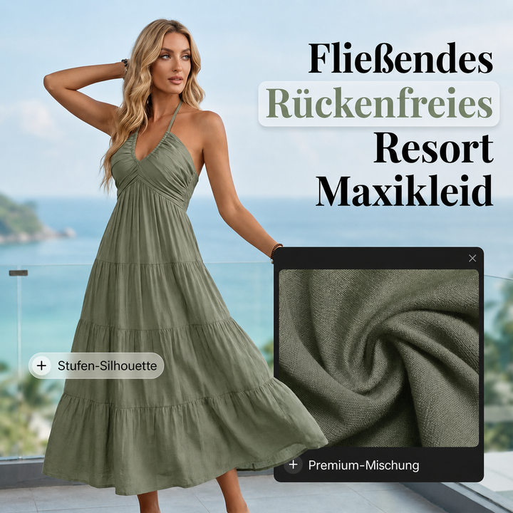 Maxikleid mit neckholder Rückenfrei und fließenden Drapierungen