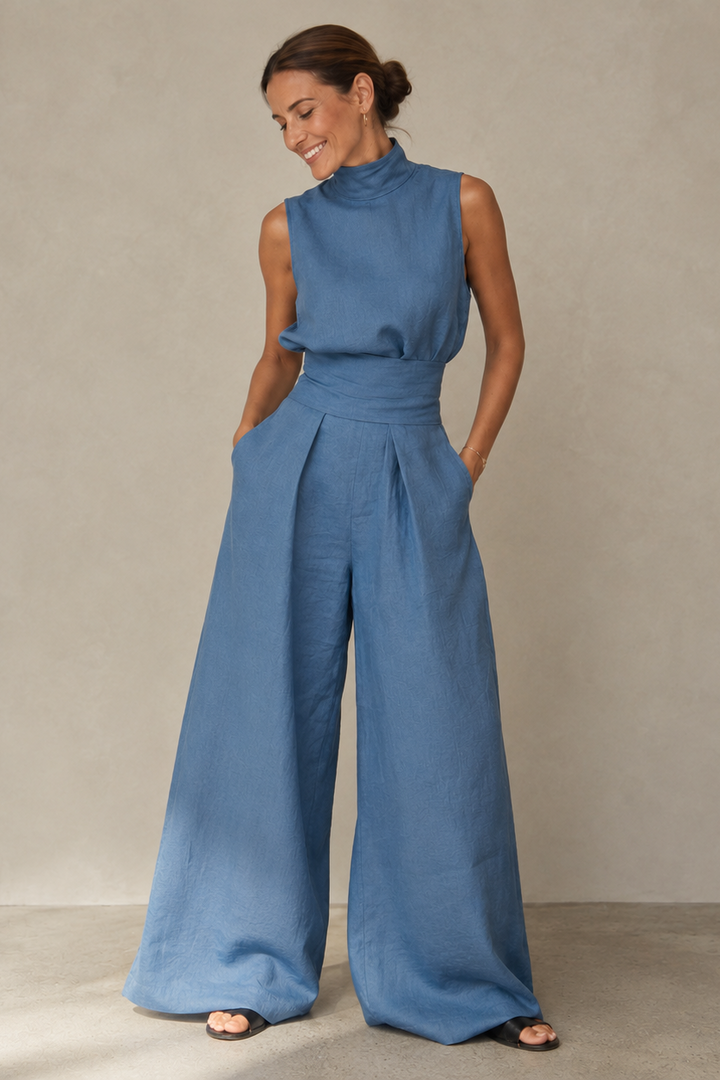Eleganter ärmelloser Jumpsuit für Damen mit tailliertem Gürtel