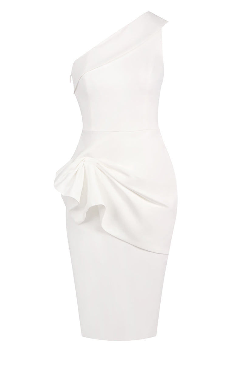 Weißes Off-Shoulder-Midikleid mit Rüschen für Damen