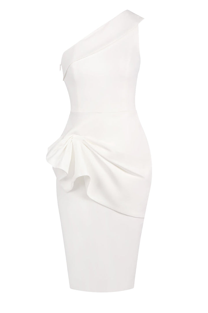 Weißes Off-Shoulder-Midikleid mit Rüschen für Damen
