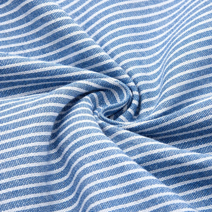 Gestreiftes Midi-Kleid für Damen mit Knopfdetail und Taschen