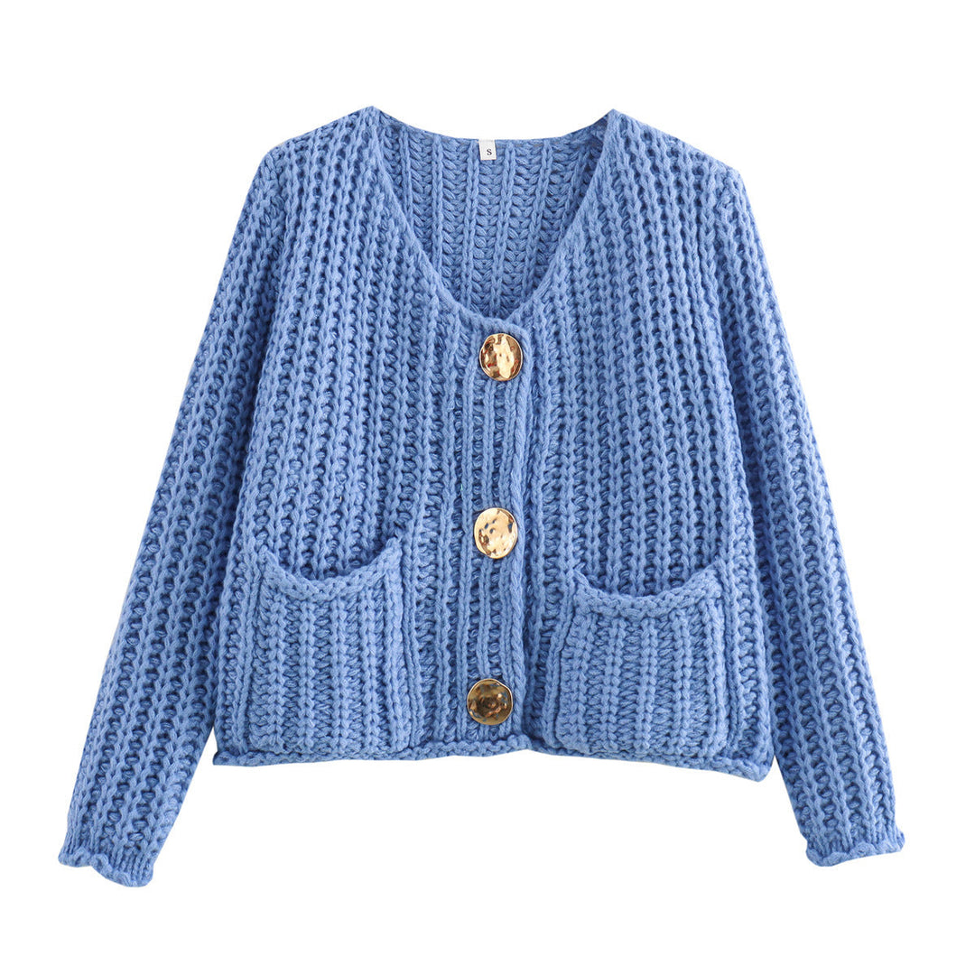 Cozy Chic Damen Strickjacke mit Knöpfen und Taschen
