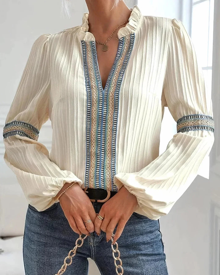 Elegante Damenbluse mit V-Ausschnitt