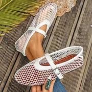 Damen Mary Jane Ballerinas mit flacher Sohle und Mesh-Obermaterial