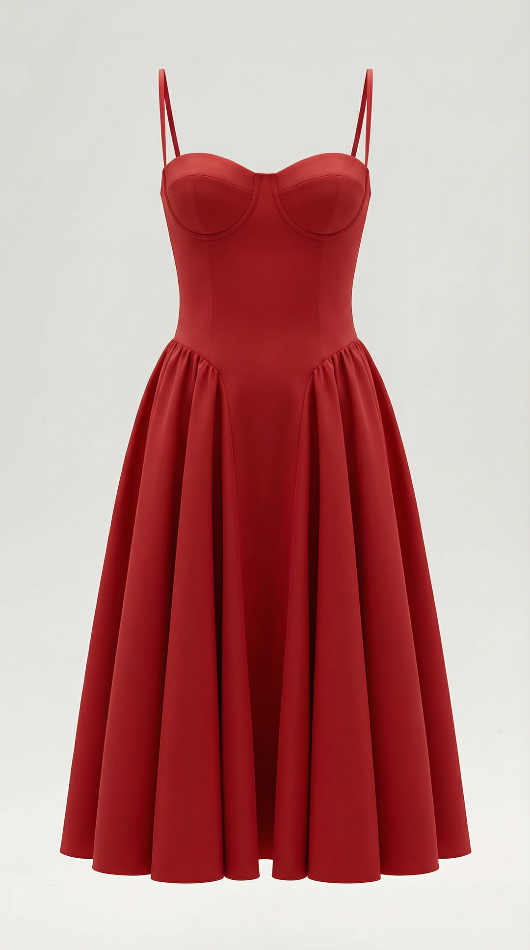Damen Blumenmieder Midikleid mit Herzausschnitt