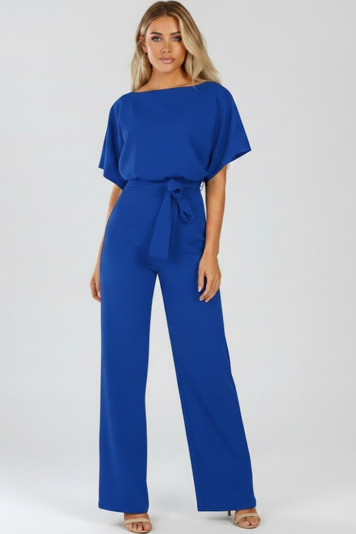 Damen Jumpsuit Mit Weitem Bein Und Gürtel