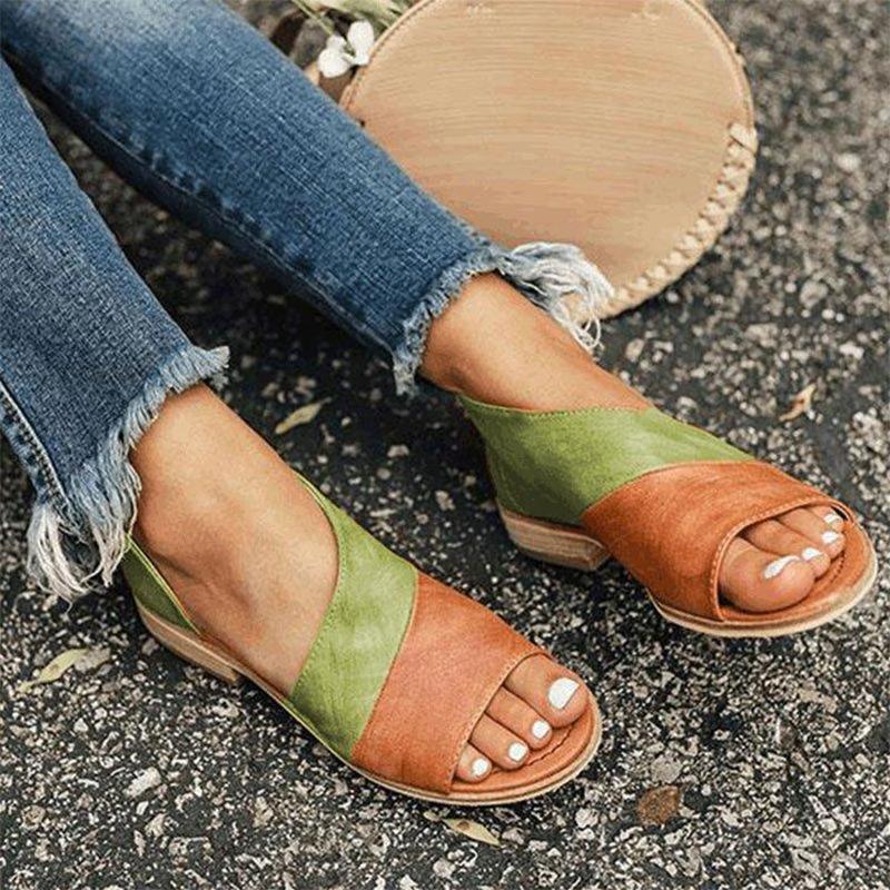 Damen Sandalen mit gepolsterter Innensohle, Draufsicht auf beide Schuhe