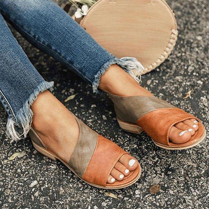 Damen Sandalen Zweifarbig Mit Cut Outs Offene Spitze