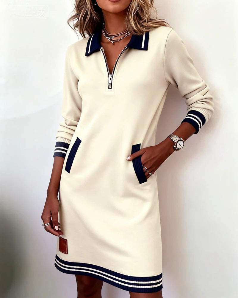Sportliches Strickkleid mit Reißverschlusskragen