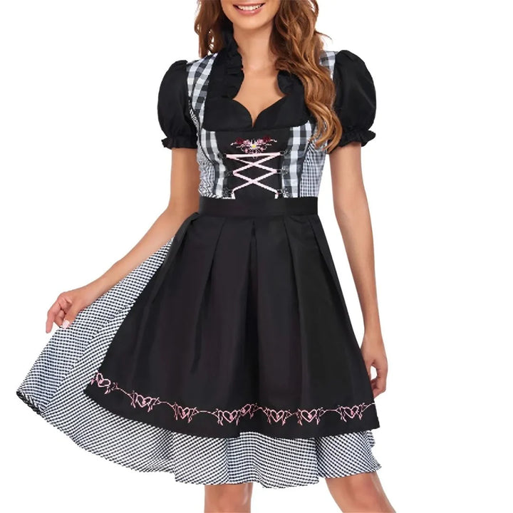 Damen-Dirndl-Kleid mit dekorativem Schnürmieder im bayerischen Oktoberfest-Stil