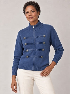Elegante Damen-Strickjacke mit hochgeschlossenem Stehkragen
