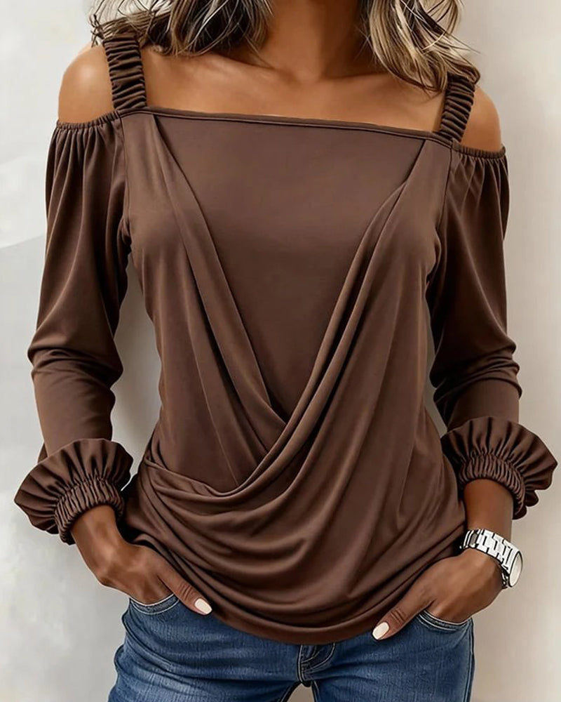 Damen-Off-Shoulder-Top mit voluminösen Puffärmeln in femininer Passform